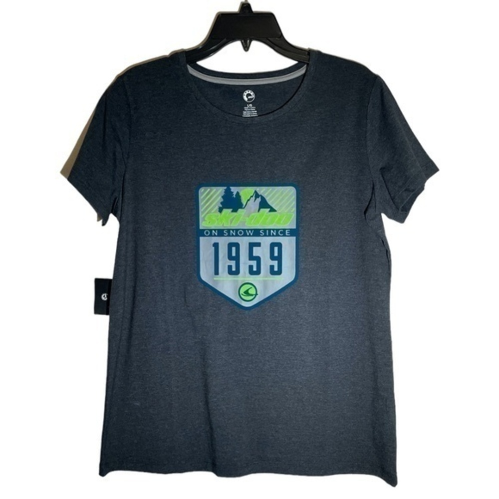 Ski-doo Womens T-Shirt Grey Signature Velvet Logo Graphic Size Large